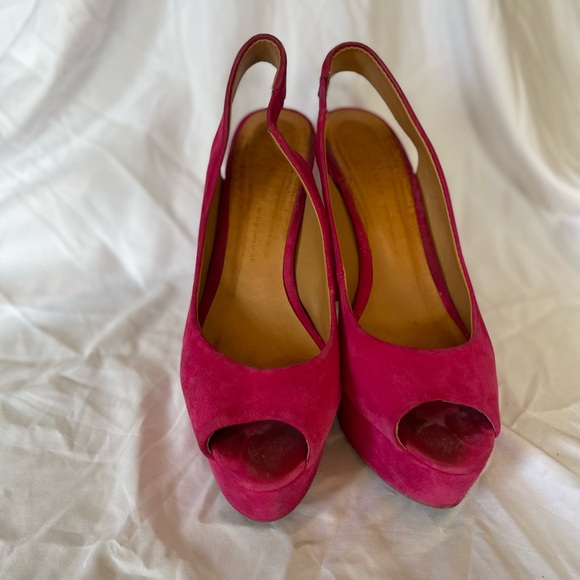Zara Suede Fuchsia sling back heels - Picture 2 of 3